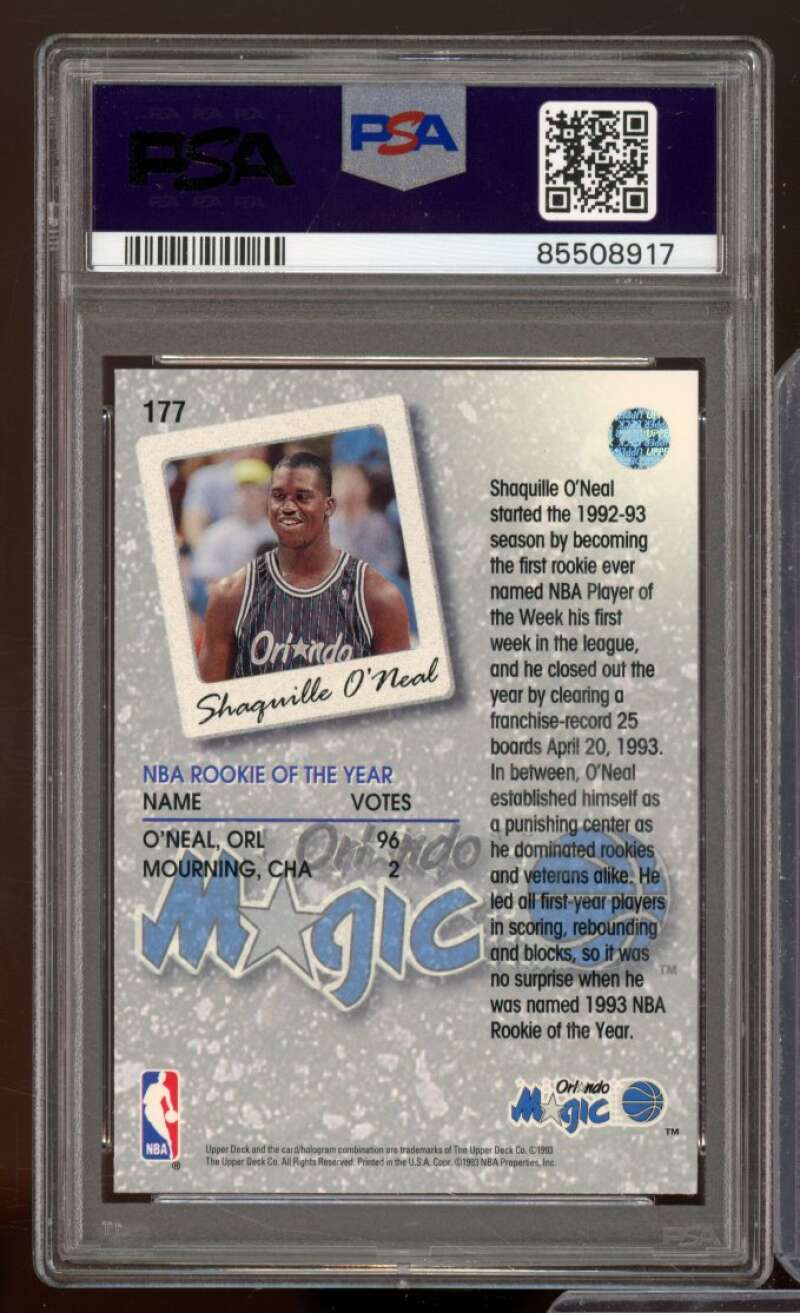 Shaquille O'Neal Card 1993-94 Upper Deck #177 PSA 6 Image 2