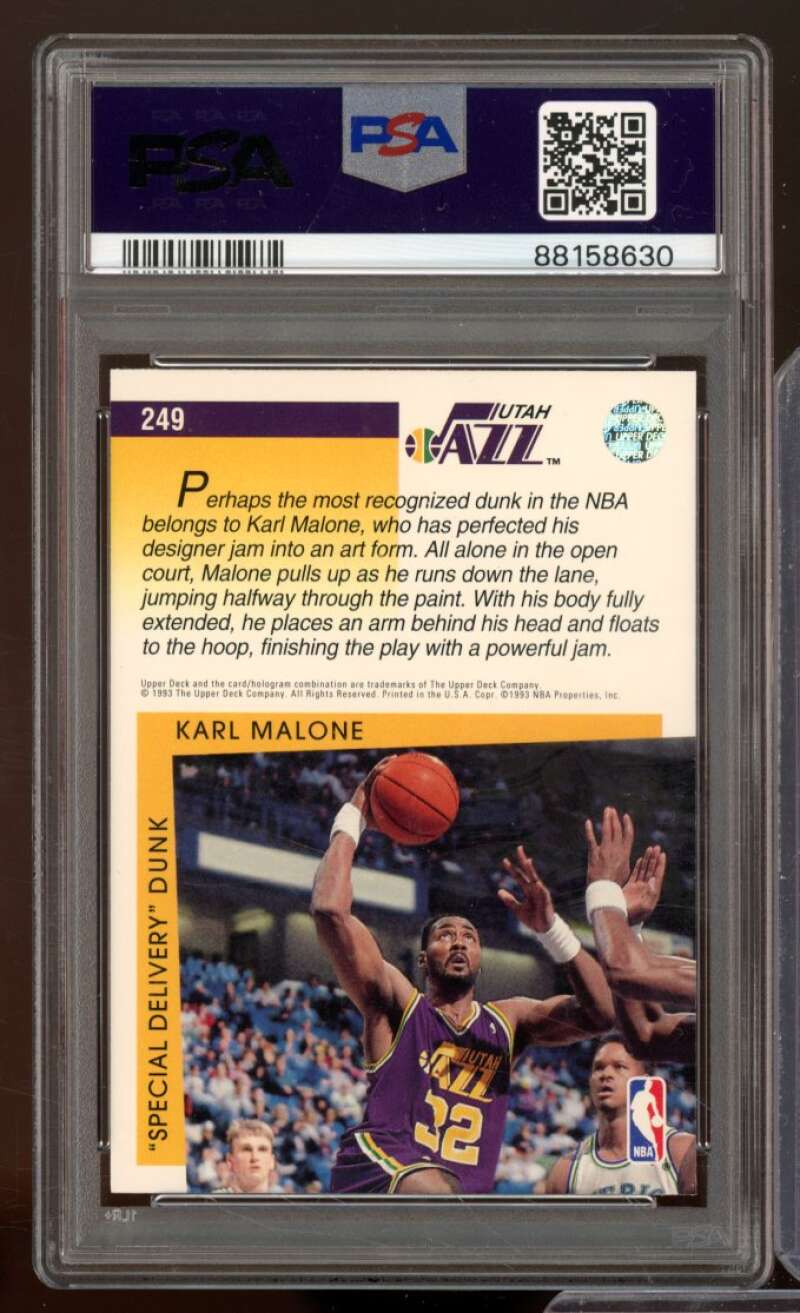 Karl Malone Card 1993-94 Upper Deck #249 PSA 8 Image 2