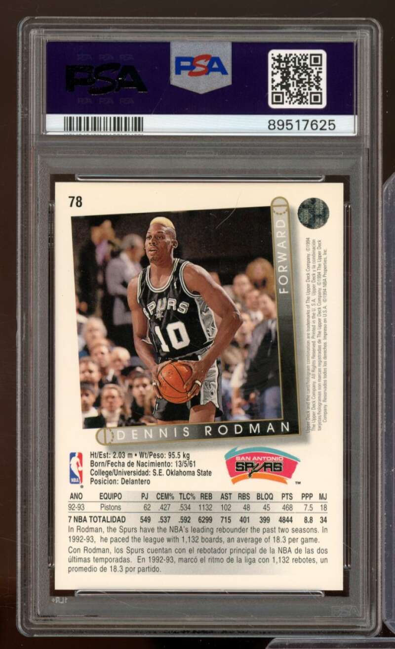 Dennis Rodman Card 1993-94 U.D. International Spanish #78 PSA 9 Image 2