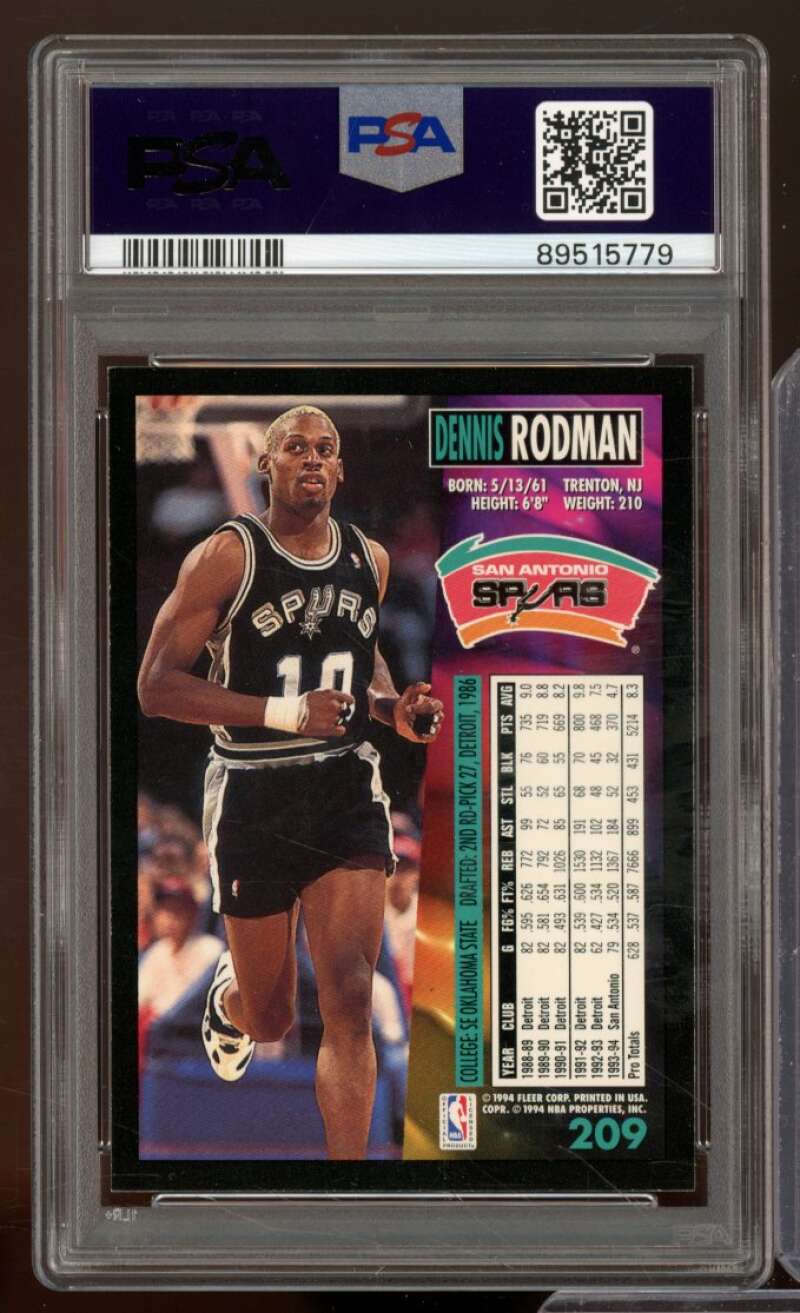 Dennis Rodman Card 1994-95 Fleer #209 PSA 9 Image 2