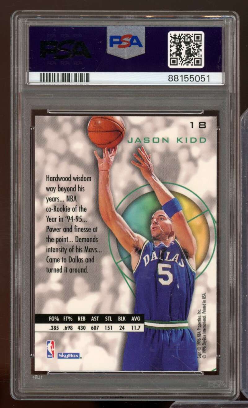 Jason Kidd Card 1995-96 SkyBox E-XL #18 PSA 9 Image 2