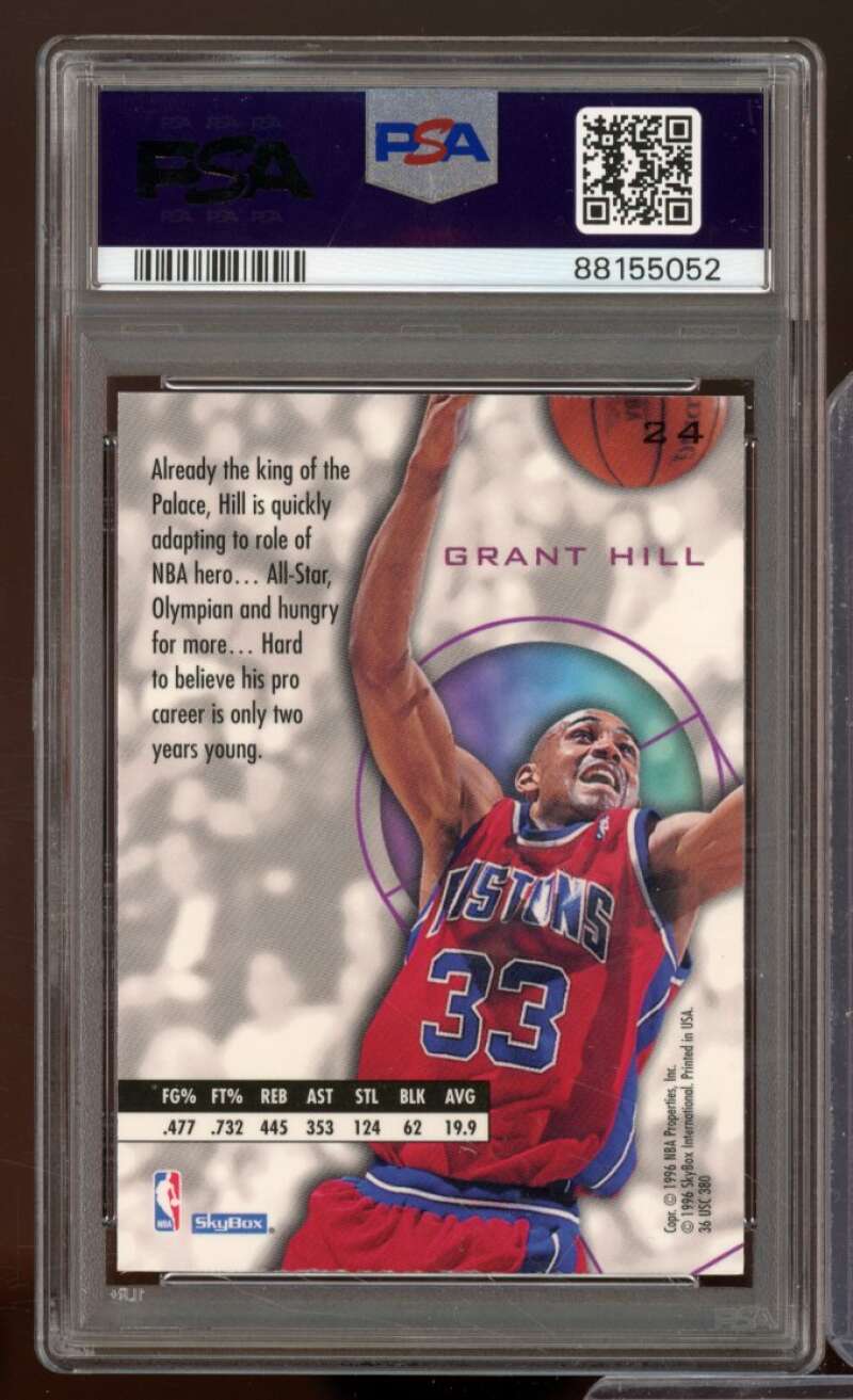 Grant Hill Card 1995-96 Skybox E-Xl #24 PSA 8 Image 2