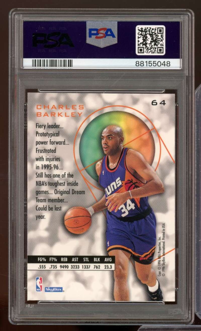 Charles Barkley Card 1995-96 SkyBox E-XL #64 PSA 9 Image 2