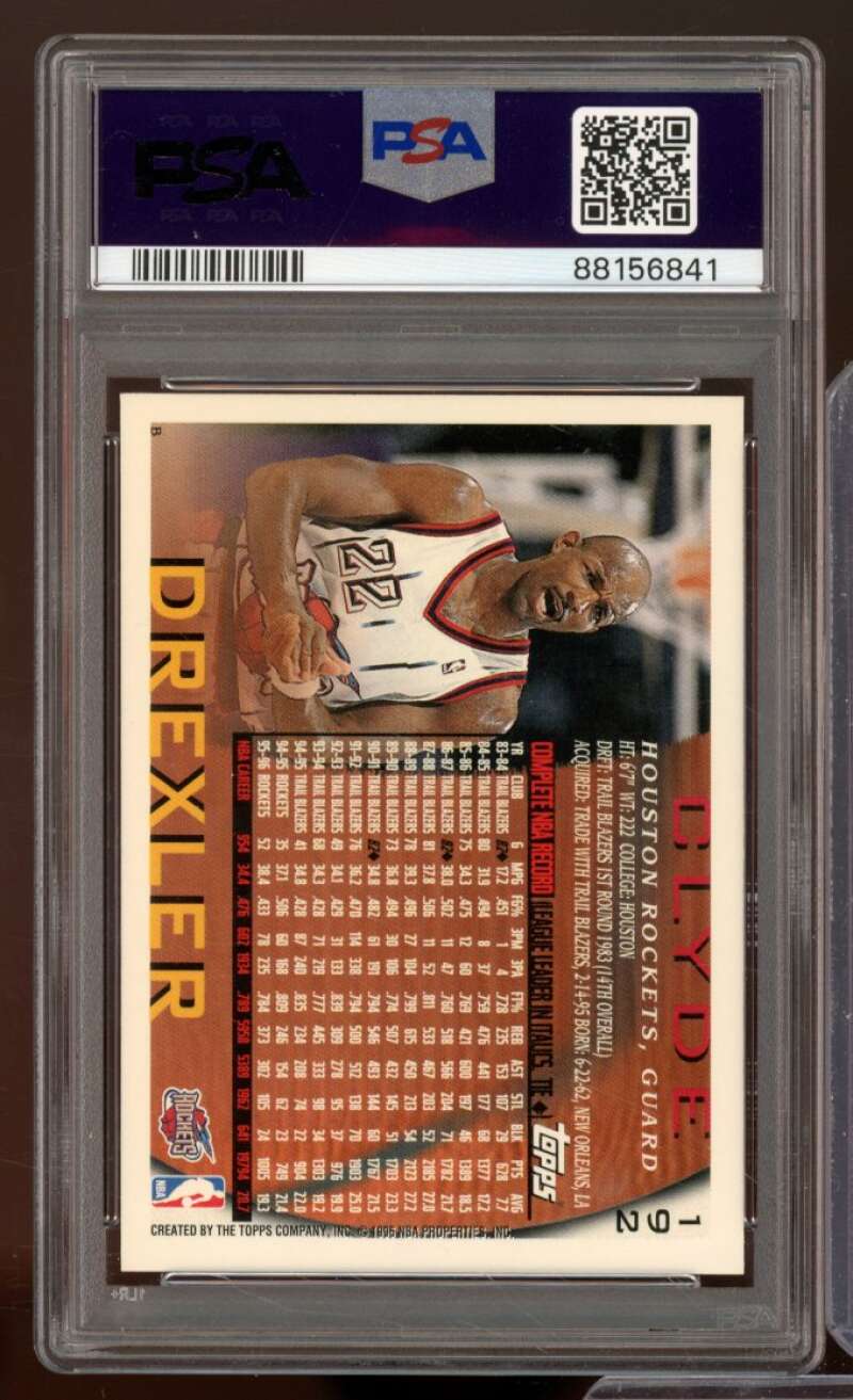 Clyde Drexler Card 1996-97 Topps #192 PSA 9 Image 2