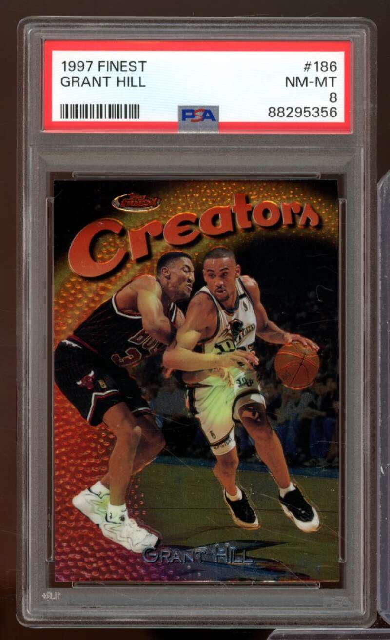 Grant Hill Card 1997-98 Finest #186 PSA 8 Image 1