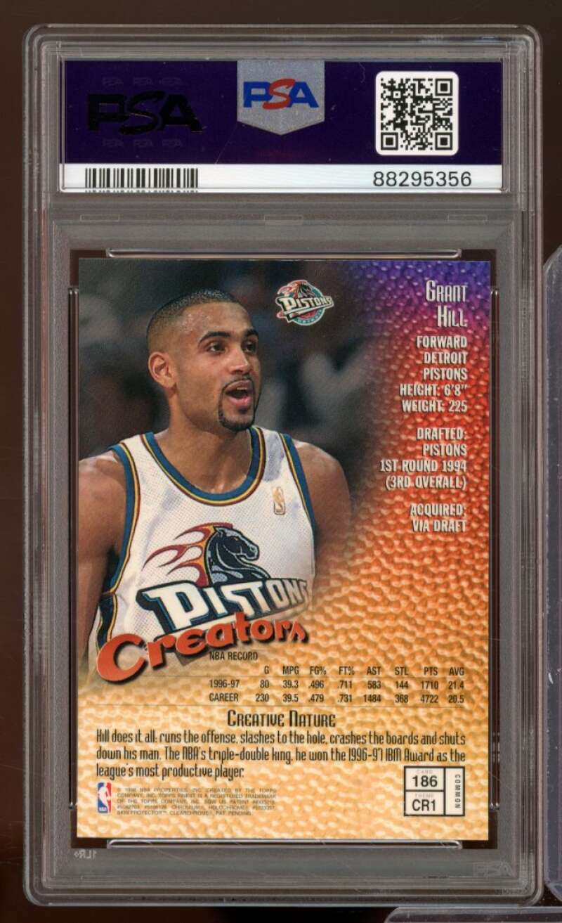 Grant Hill Card 1997-98 Finest #186 PSA 8 Image 2