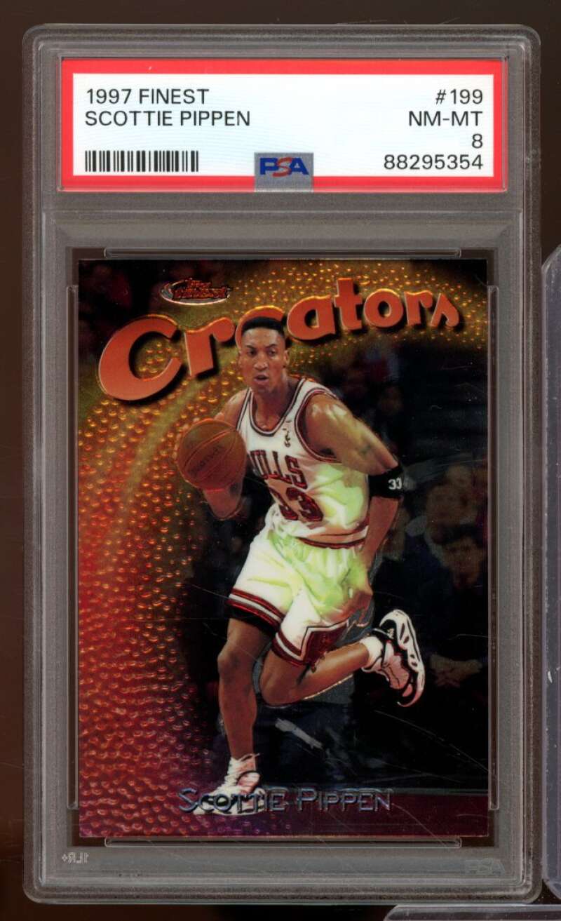 Scottie Pippen Card 1997-98 Finest #199 PSA 8 Image 1