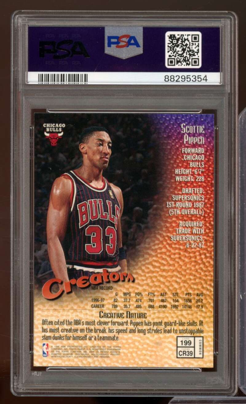 Scottie Pippen Card 1997-98 Finest #199 PSA 8 Image 2