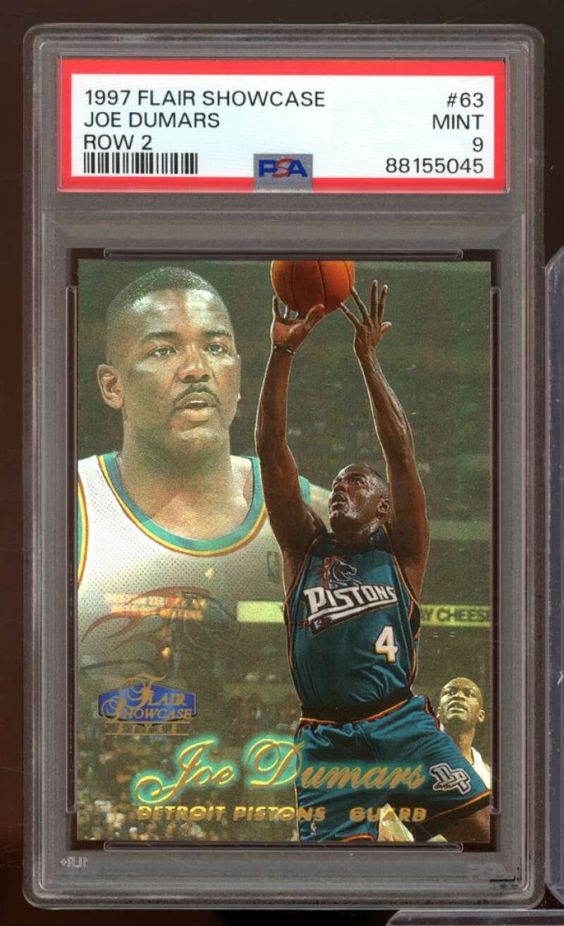 Joe Dumars Card 1997-98 Flair Showcase Row 2 #63 PSA 9 Image 1