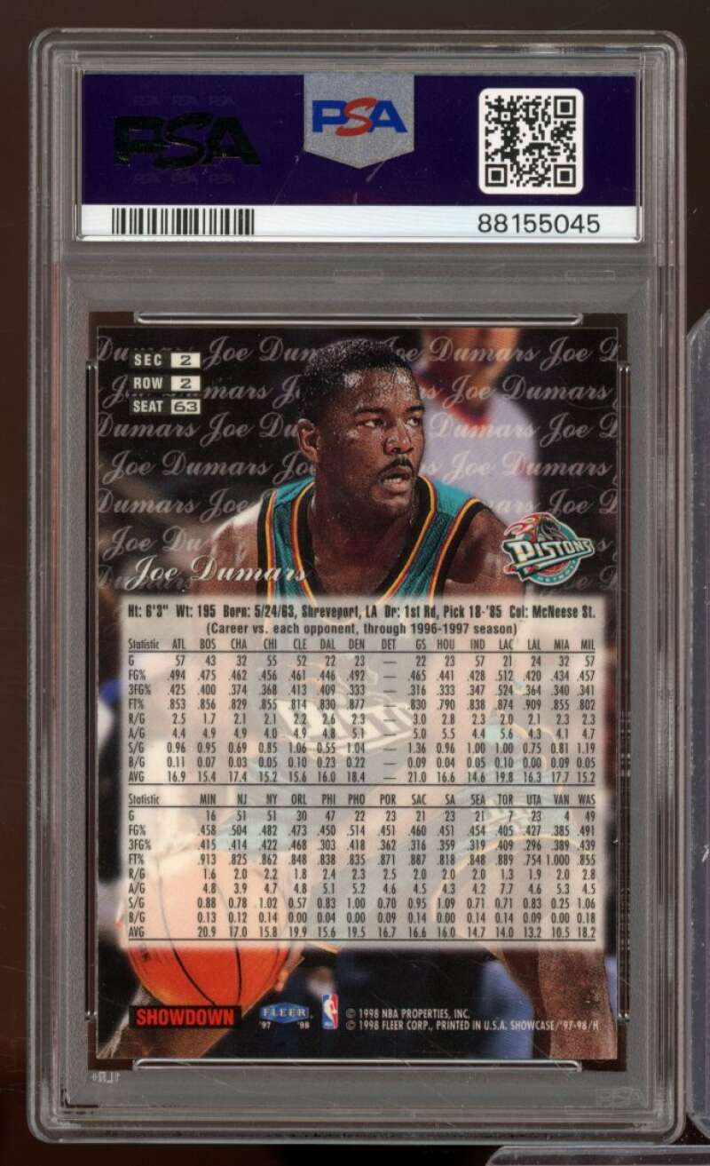 Joe Dumars Card 1997-98 Flair Showcase Row 2 #63 PSA 9 Image 2