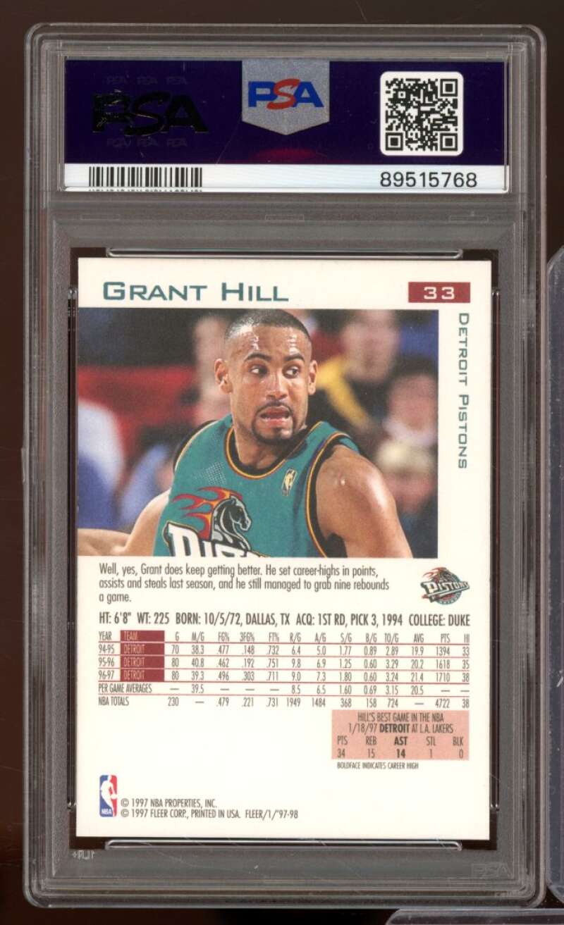 Grant Hill Card 1997-98 Fleer #33 PSA 9 Image 2