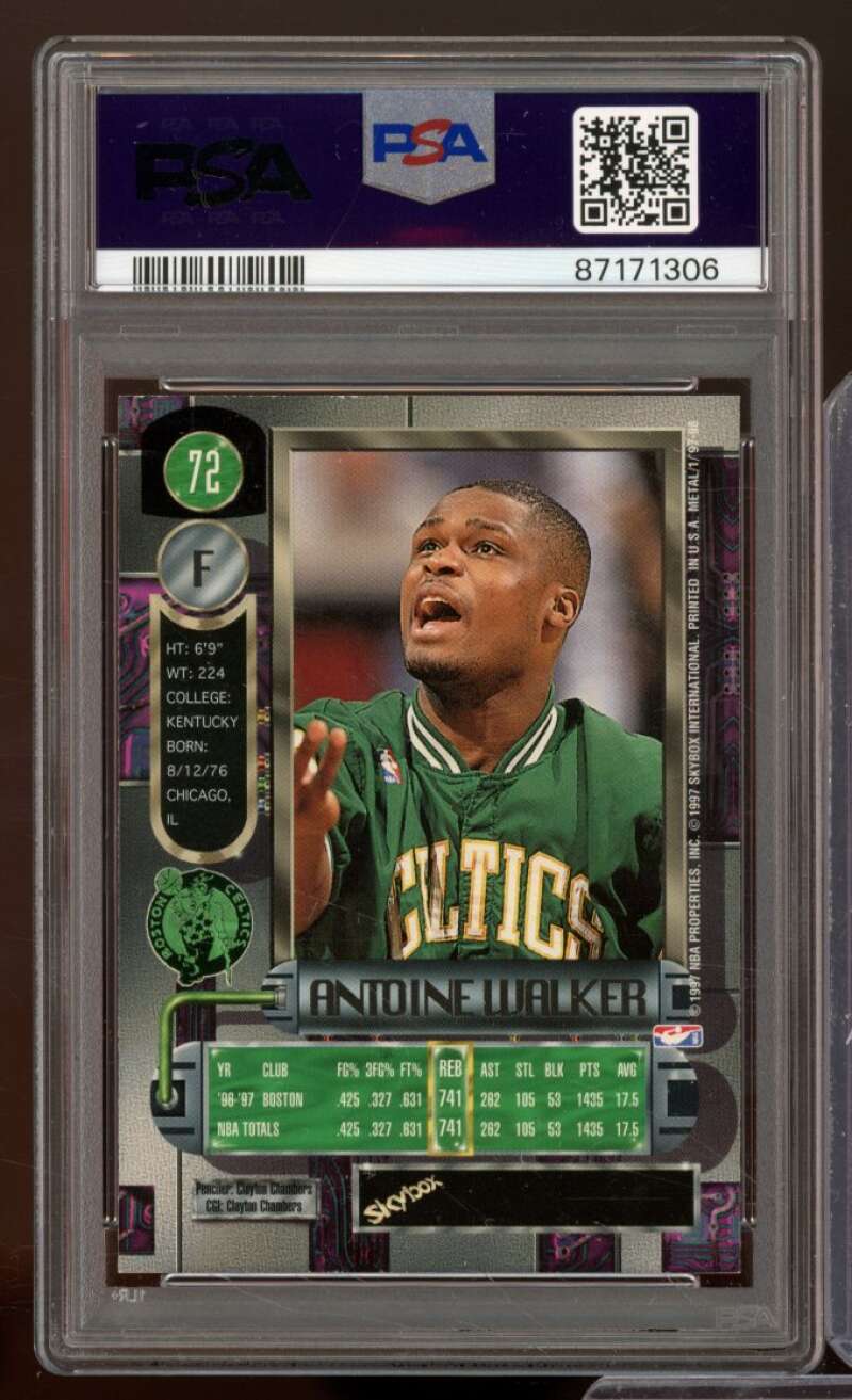 Antoine Walker Card 1997-98 Metal Universe #72 PSA 8 Image 2