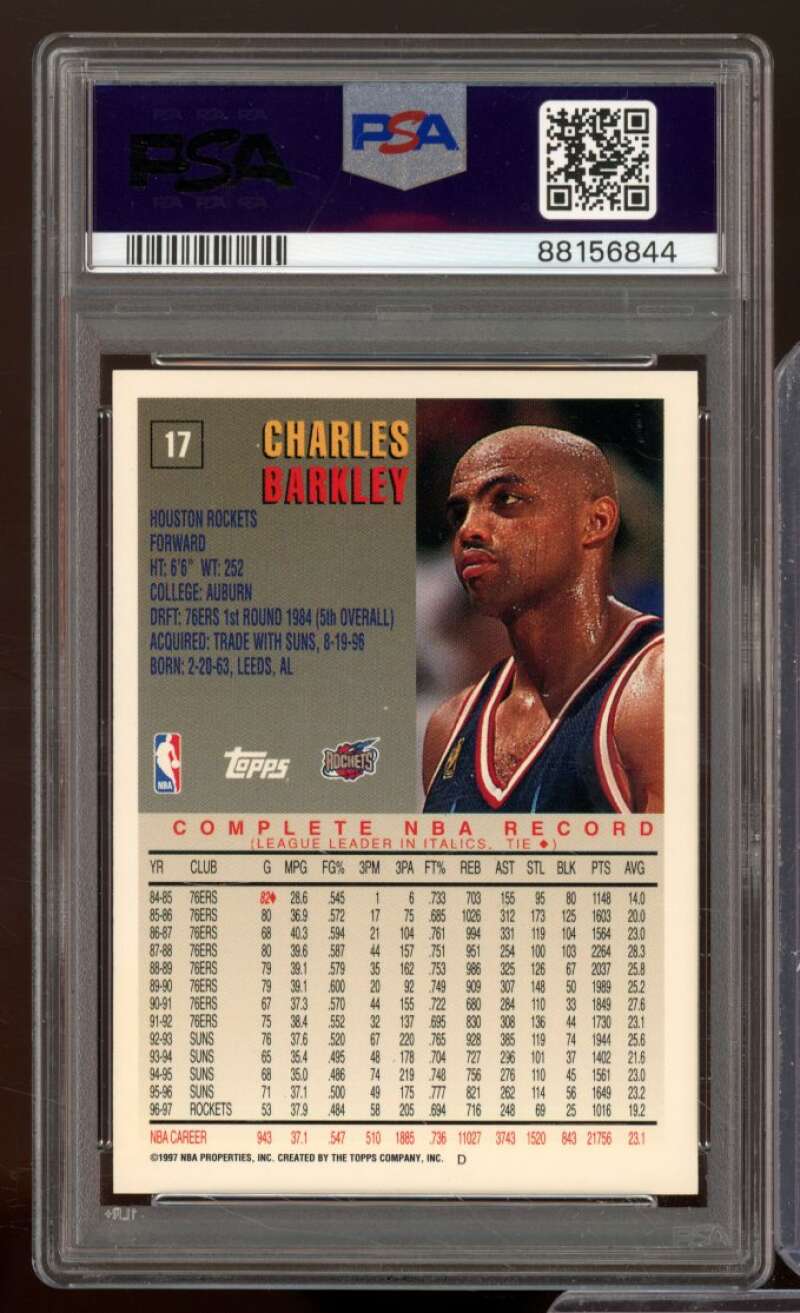 Charles Barkley Card 1997-98 Topps #17 PSA 8 Image 2