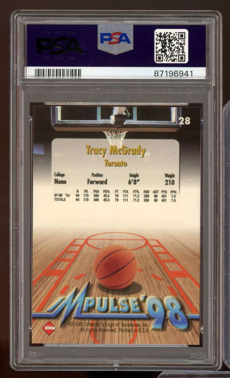 Tracy McGrady Card 1998-99 Collector's Edge Impulse #28 PSA 9 Image 2