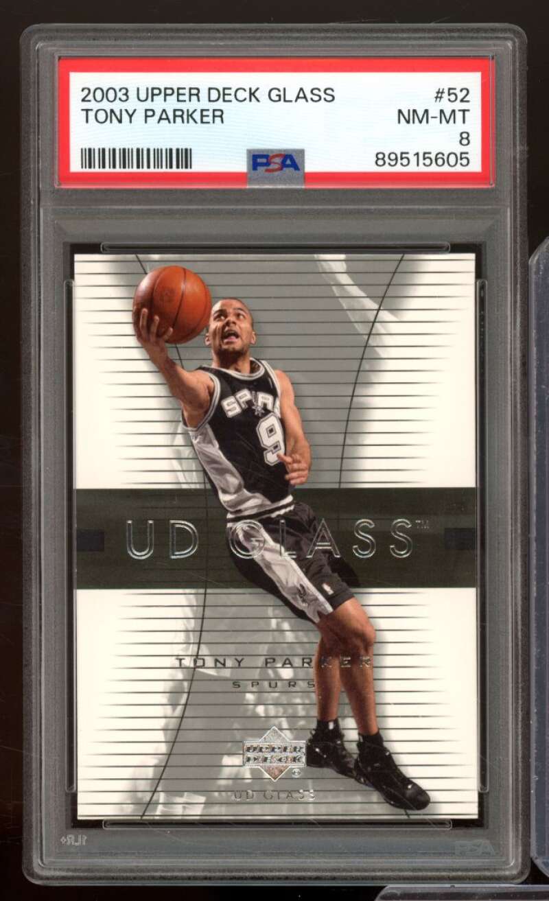 Tony Parker Card 2003-04 Upper Deck Glass #52 PSA 8 Image 1