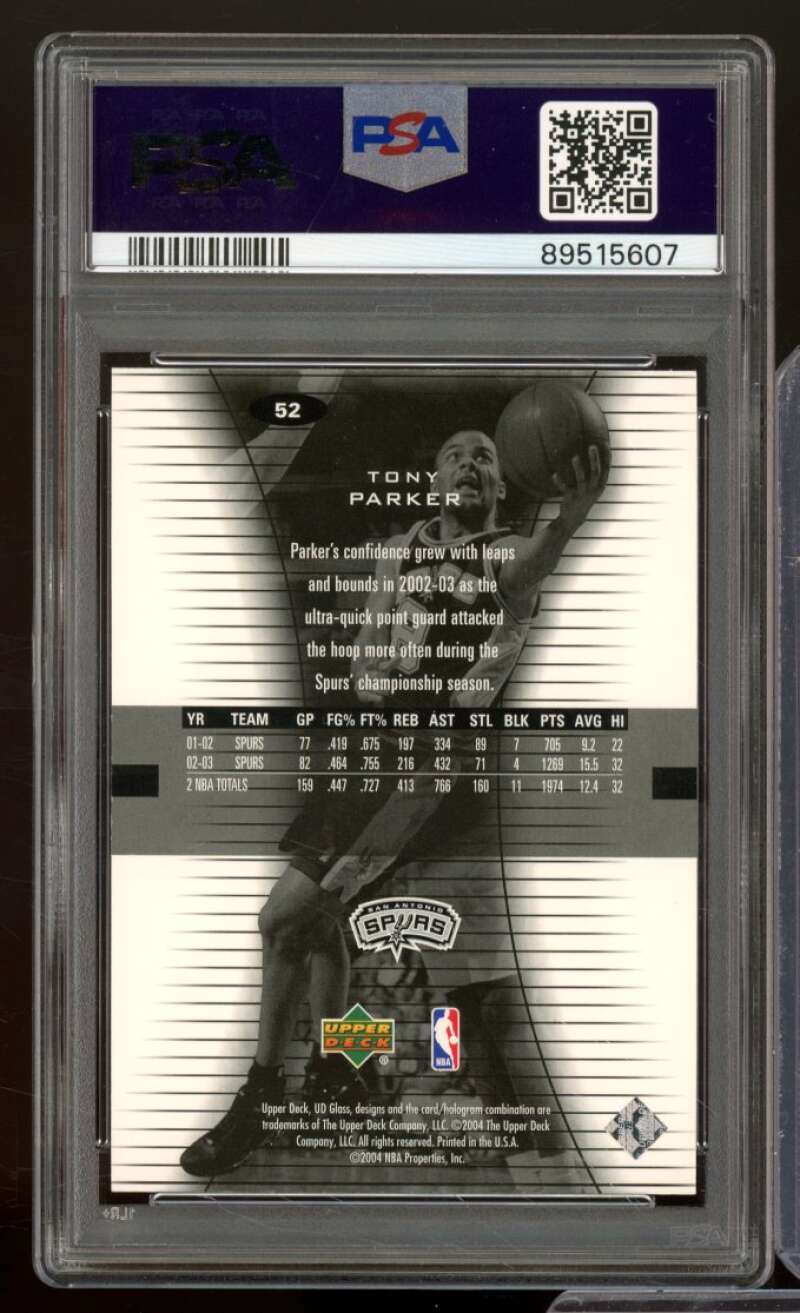 Tony Parker Card 2003-04 Upper Deck Glass #52 PSA 9 Image 2