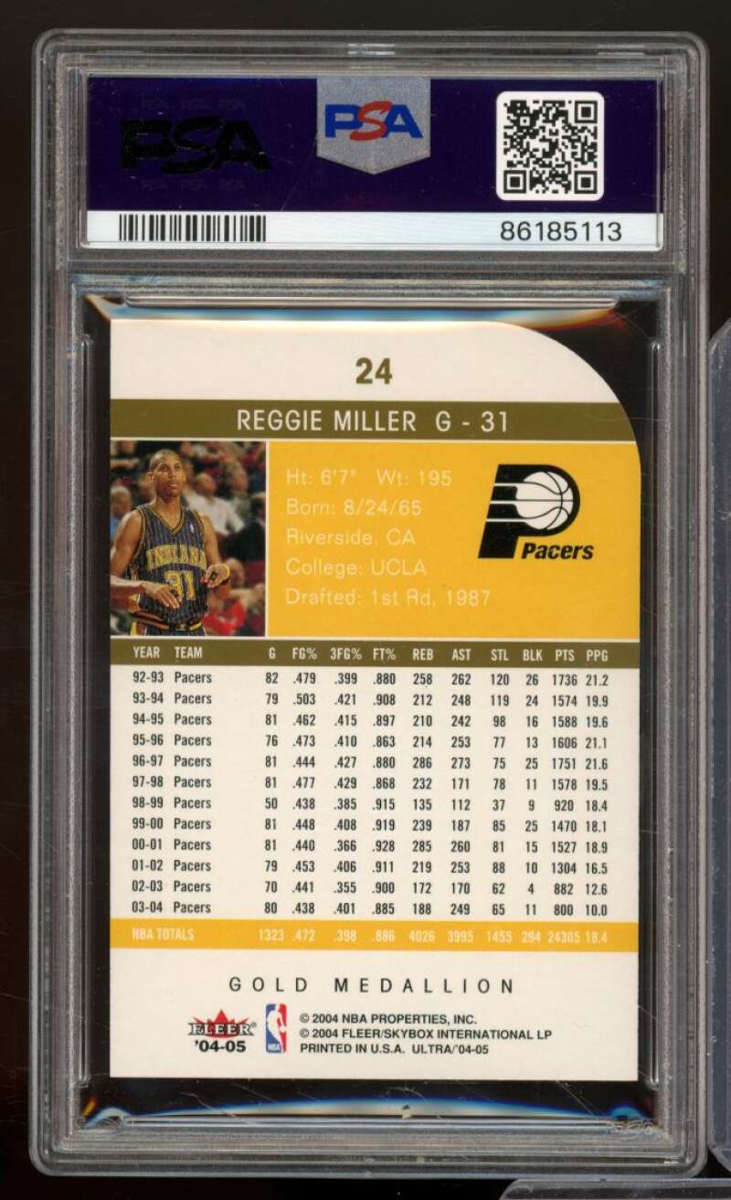 Reggie Miller Card 2004-05 Ultra Gold Medallion #24 PSA 7 Image 2