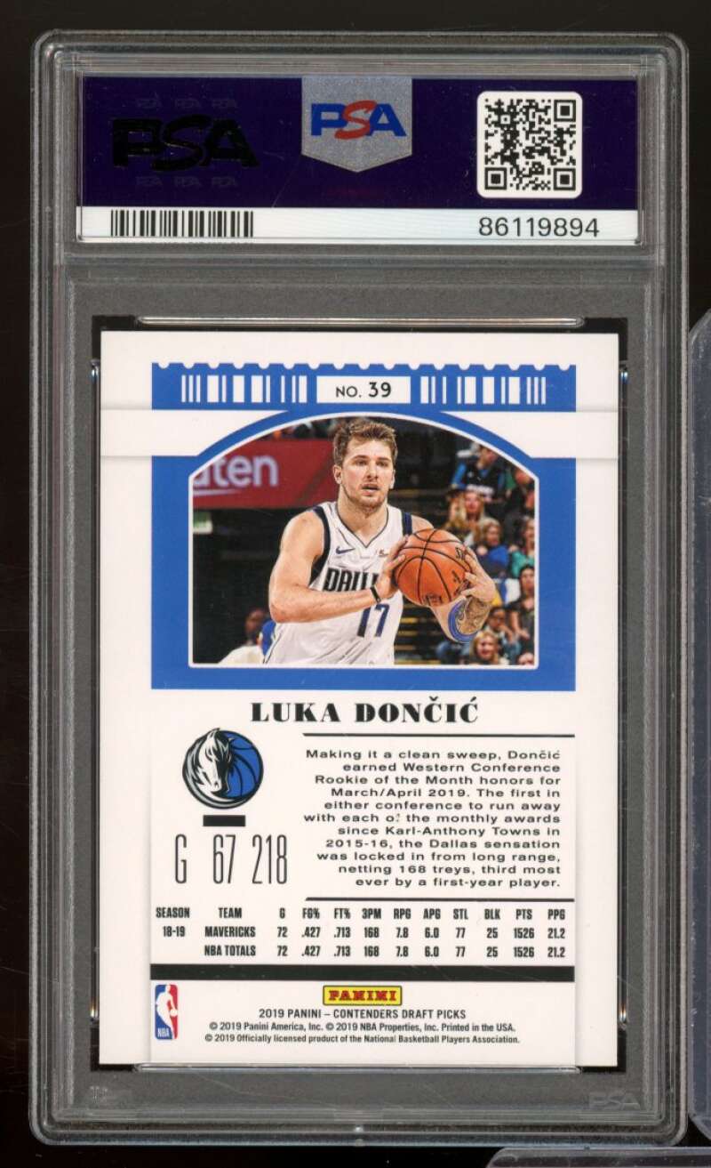 Luka Doncic Card 2019-20 Panini Contenders Draft Picks #39 PSA 9 Image 2