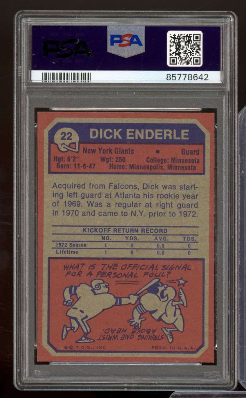 Dick Enderle Rookie Card 1973 Topps #22 PSA 6 Image 2