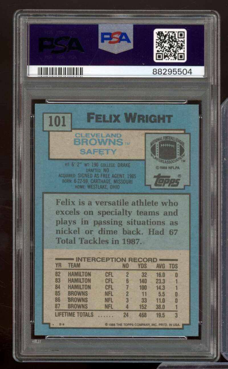 Felix Wright Rookie Card 1988 Topps #101 PSA 4 Image 2