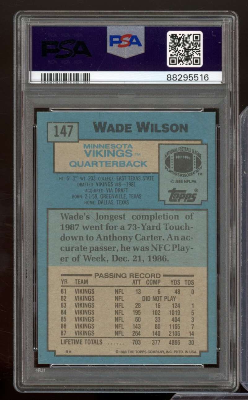 Wade Wilson Rookie Card 1988 Topps #147 PSA 4 Image 2