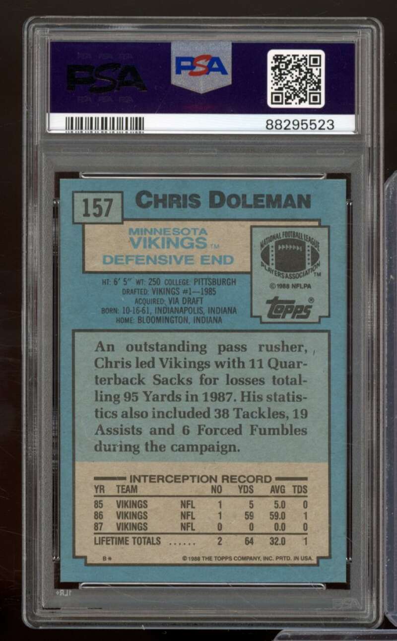 Chris Doleman Rookie Card 1988 Topps #157 PSA 8 Image 2