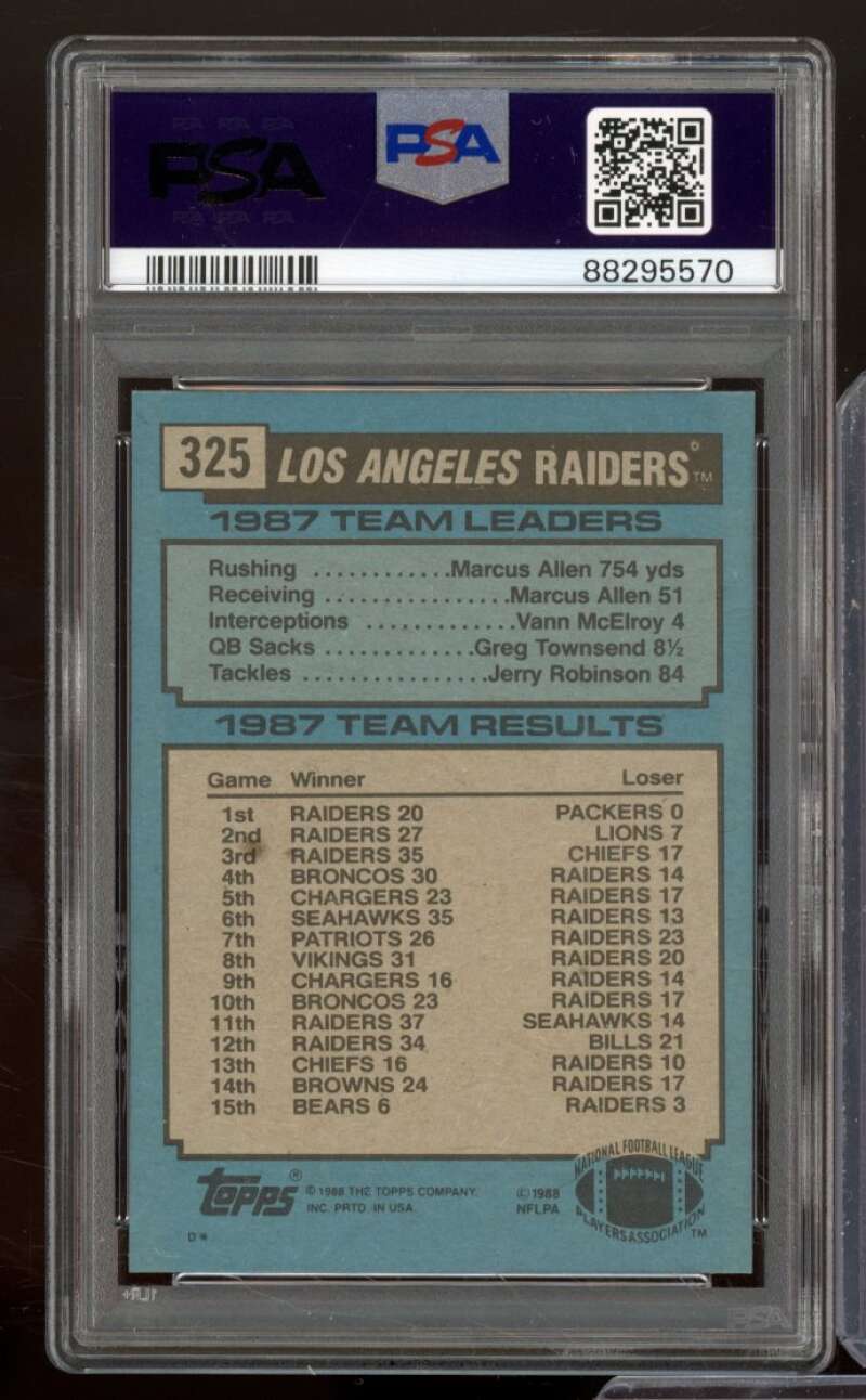 Bo Jackson Team Leaders Rookie Card 1988 Topps #325 PSA 8 Image 2