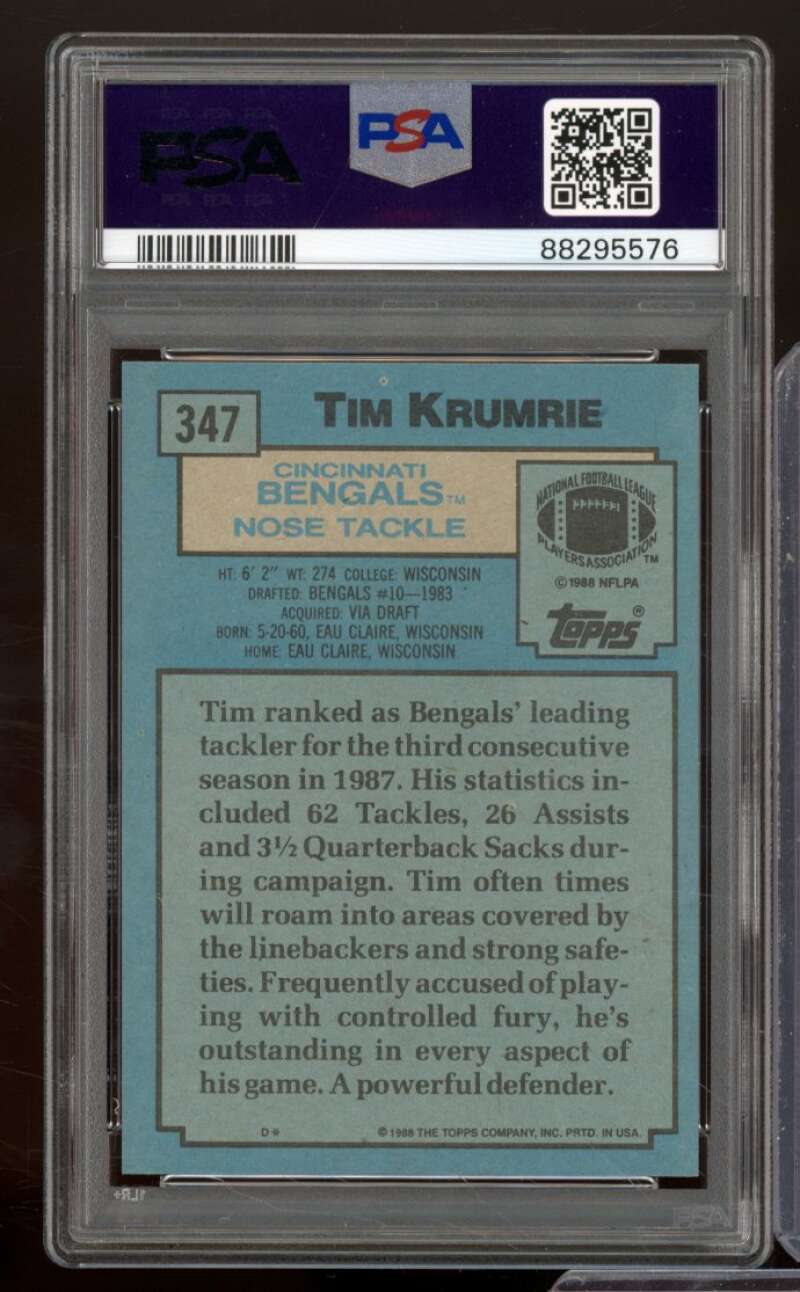 Tim Krumrie Rookie Card 1988 Topps #347 PSA 4 Image 2