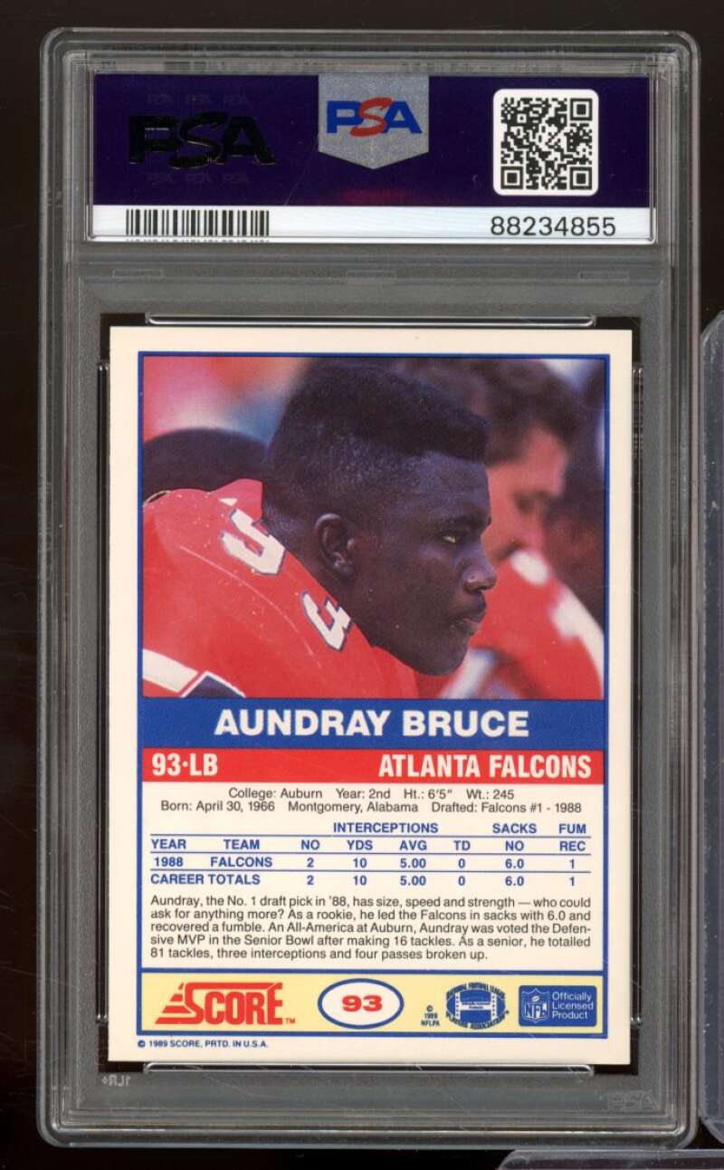 Aundray Bruce Rookie Rookie Card 1989 Score #93 PSA 9 Image 2