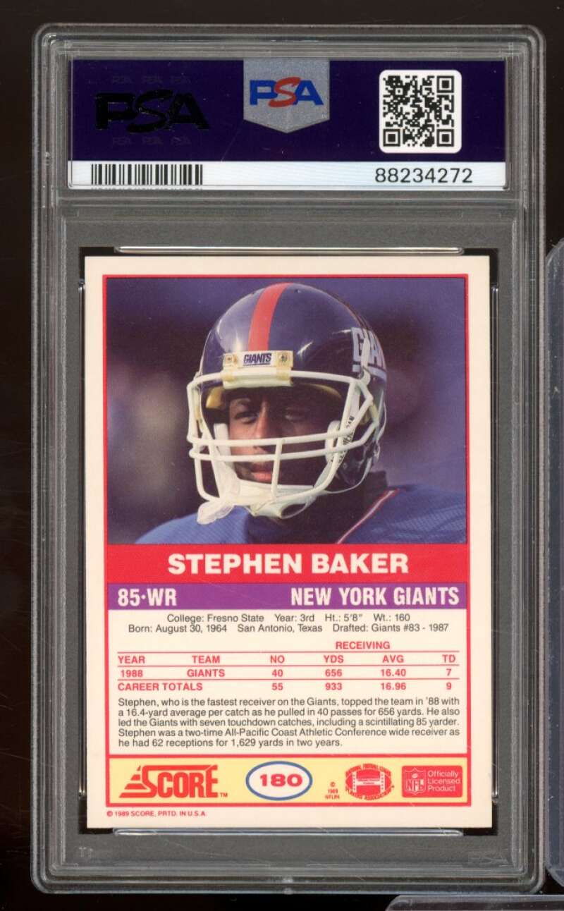 Stephen Baker Rookie Card 1989 Score #180 PSA 9 Image 2