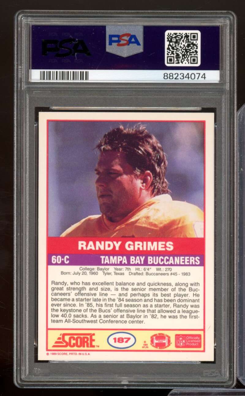 Randy Grimes Rookie Card 1989 Score #187 PSA 8 Image 2