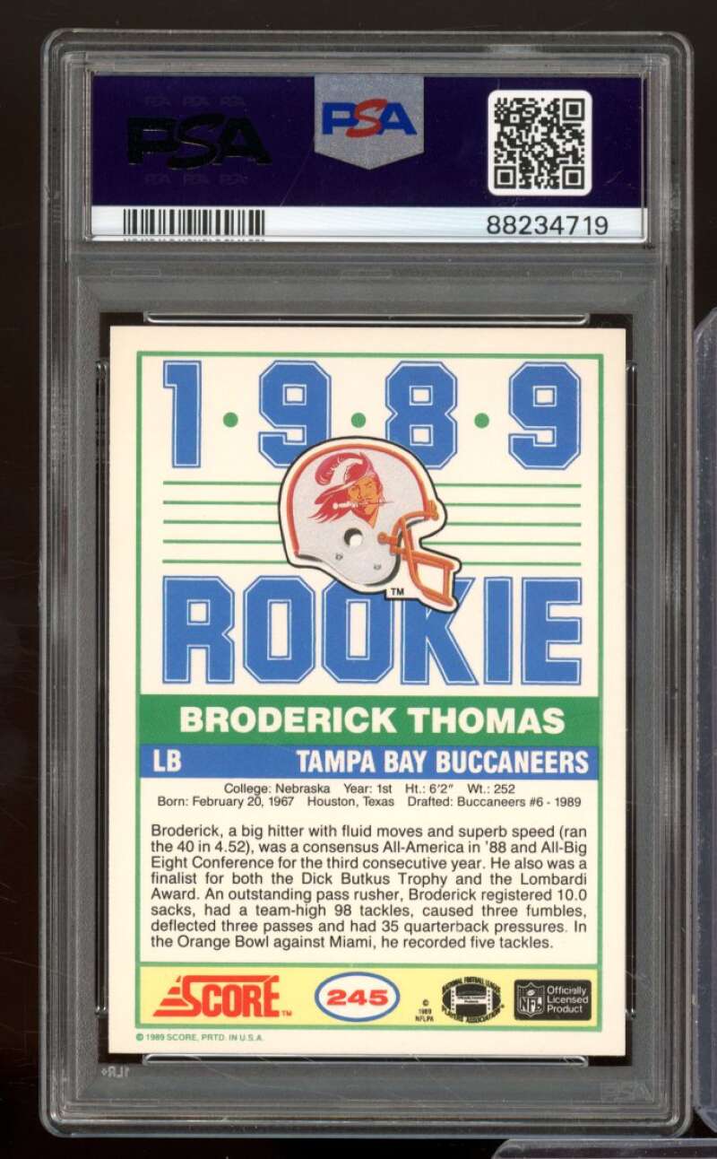 Broderick Thomas Rookie Rookie Card 1989 Score #245 PSA 9 Image 2