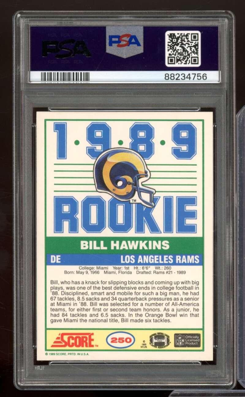 Bill Hawkins Rookie Card 1989 Score #250 PSA 9 Image 2