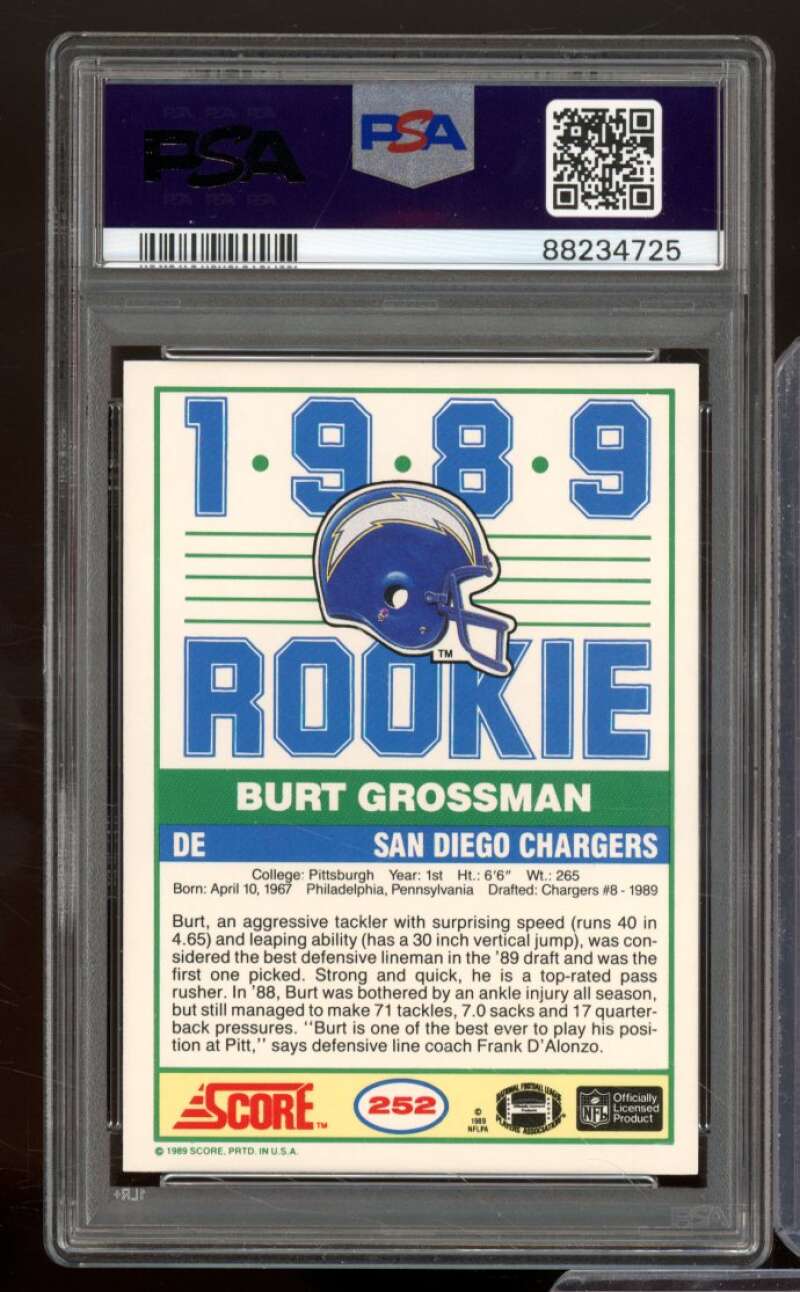 Burt Grossman Rookie Card 1989 Score #252 PSA 9 Image 2