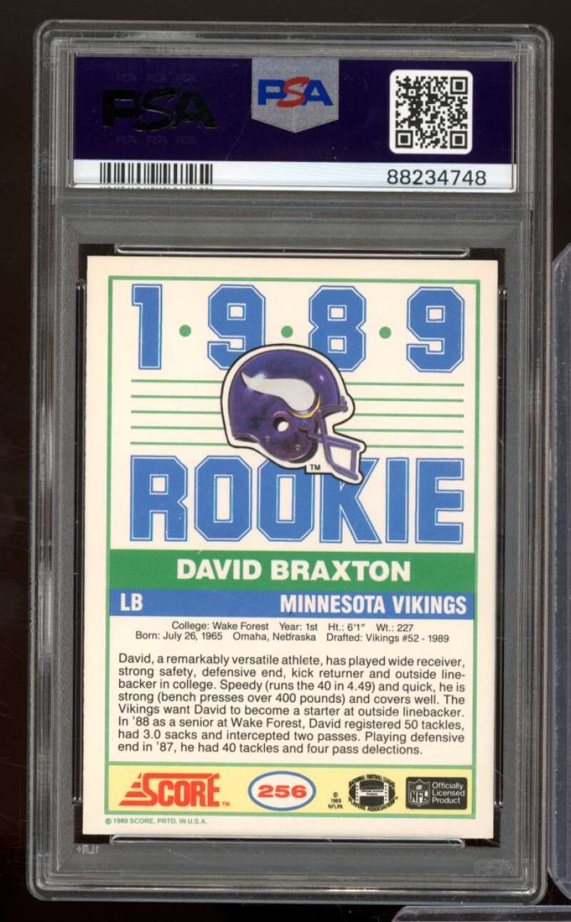 David Braxton Rookie Card 1989 Score #256 PSA 9 Image 2