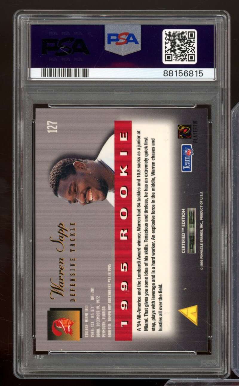 Warren Sapp Rookie Card 1995 Select Certified #127 PSA 8 Image 2