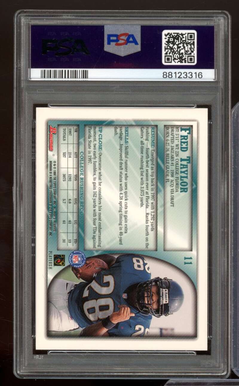 Fred Taylor Rookie Card 1998 Bowman #11 PSA 9 Image 2