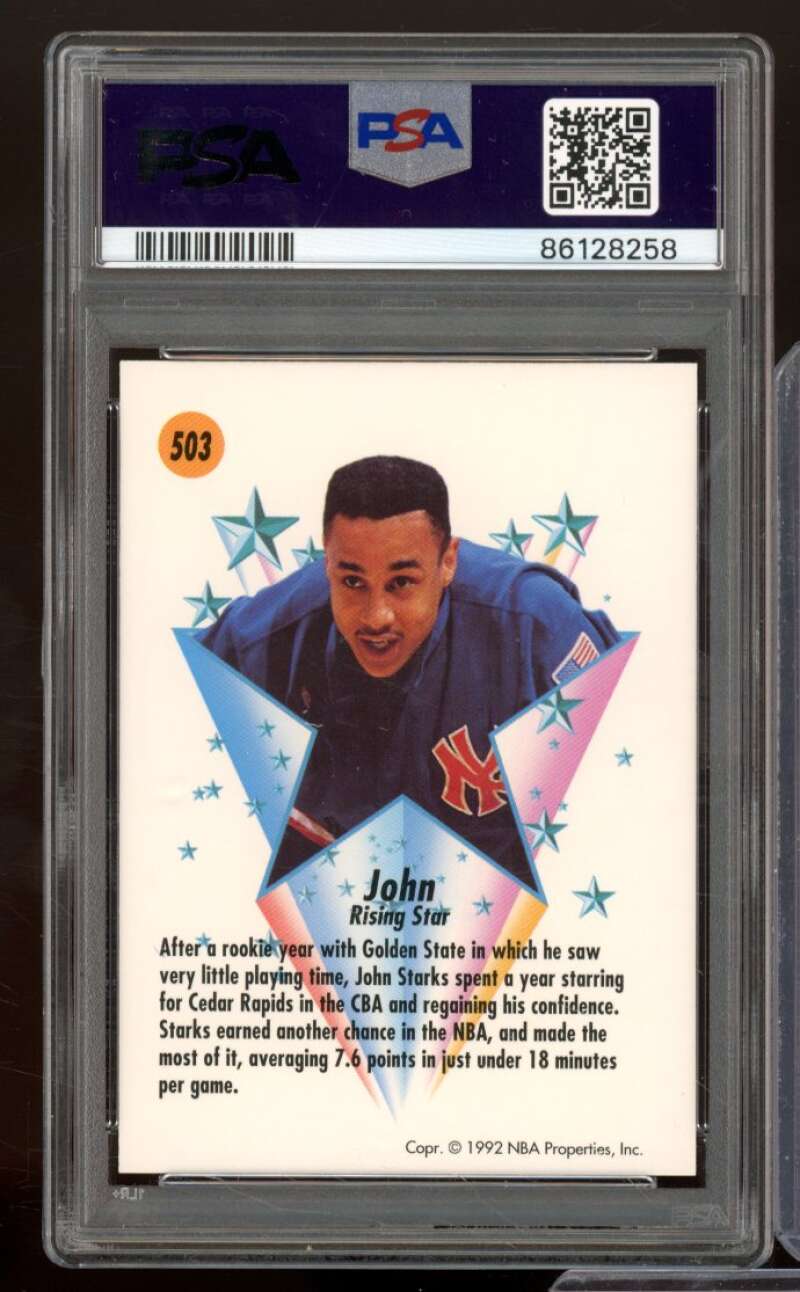 John Starks Rookie Card 1991-92 SkyBox #503 PSA 8 Image 2