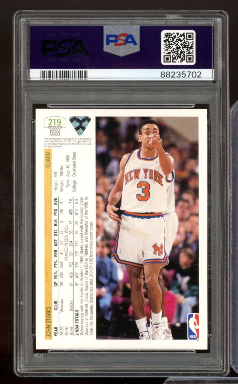 John Starks Rookie Card 1991-92 Upper Deck #219 PSA 9 Image 2