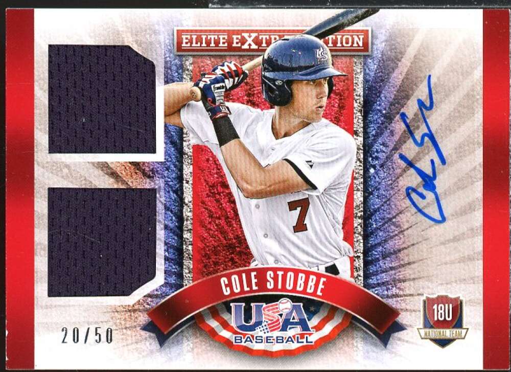 Cole Stobbe 2015 Elite Extra Edition USA Baseball 18U Dual Jersey Signatures #2  Image 1