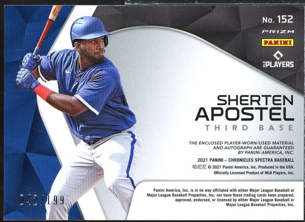 Sherten Apostel Rookie 2021 Panini Spectra Spectra Rookie Jersey Autograph #152  Image 2