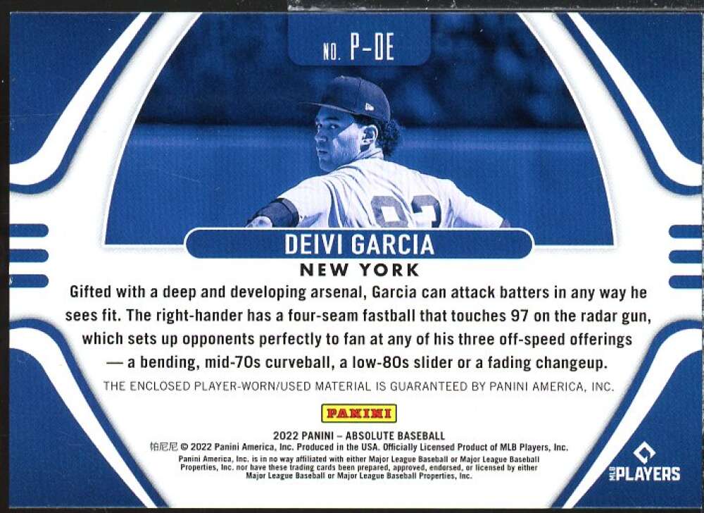 Deivi Garcia Card 2022 Absolute Patches #27  Image 2
