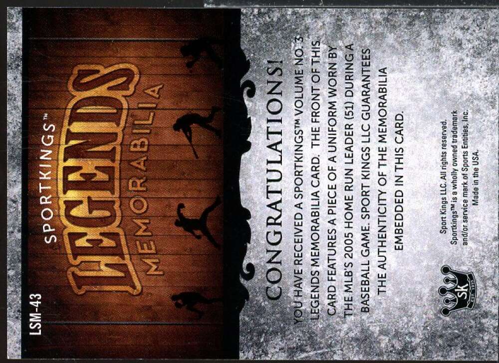 Memorabilia Card 2022 Sportkings Volume 3 Andruw Jones #LSM-42  Image 2