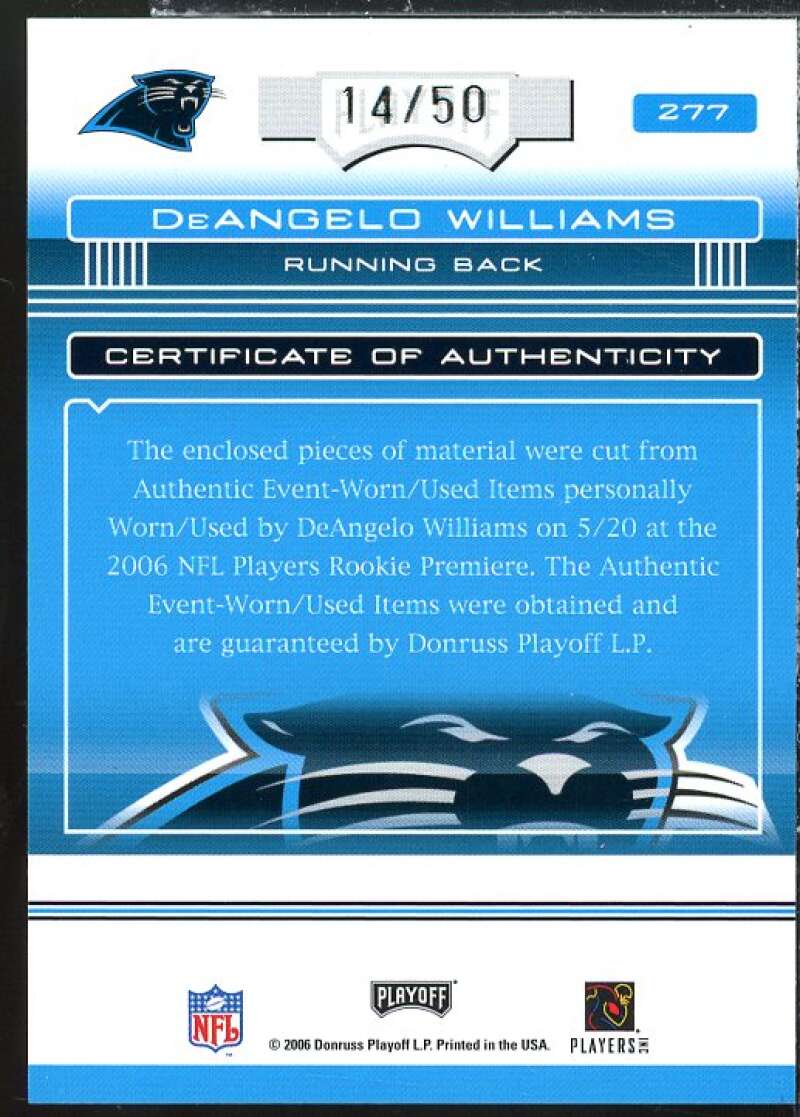 D. Williams RC 2006 Absolute Memorabilia Rookie Premiere Material Oversize #277  Image 2