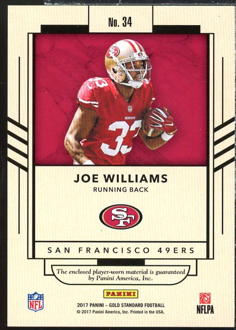 Joe Williams Card 2017 Panini Gold Standard Newly Minted Memorabilia Prime #34  Image 2