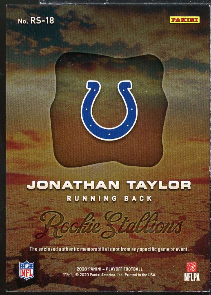 Jonathan Taylor Rookie Card 2020 Playoff Rookie Stallions Jerseys #18  Image 2