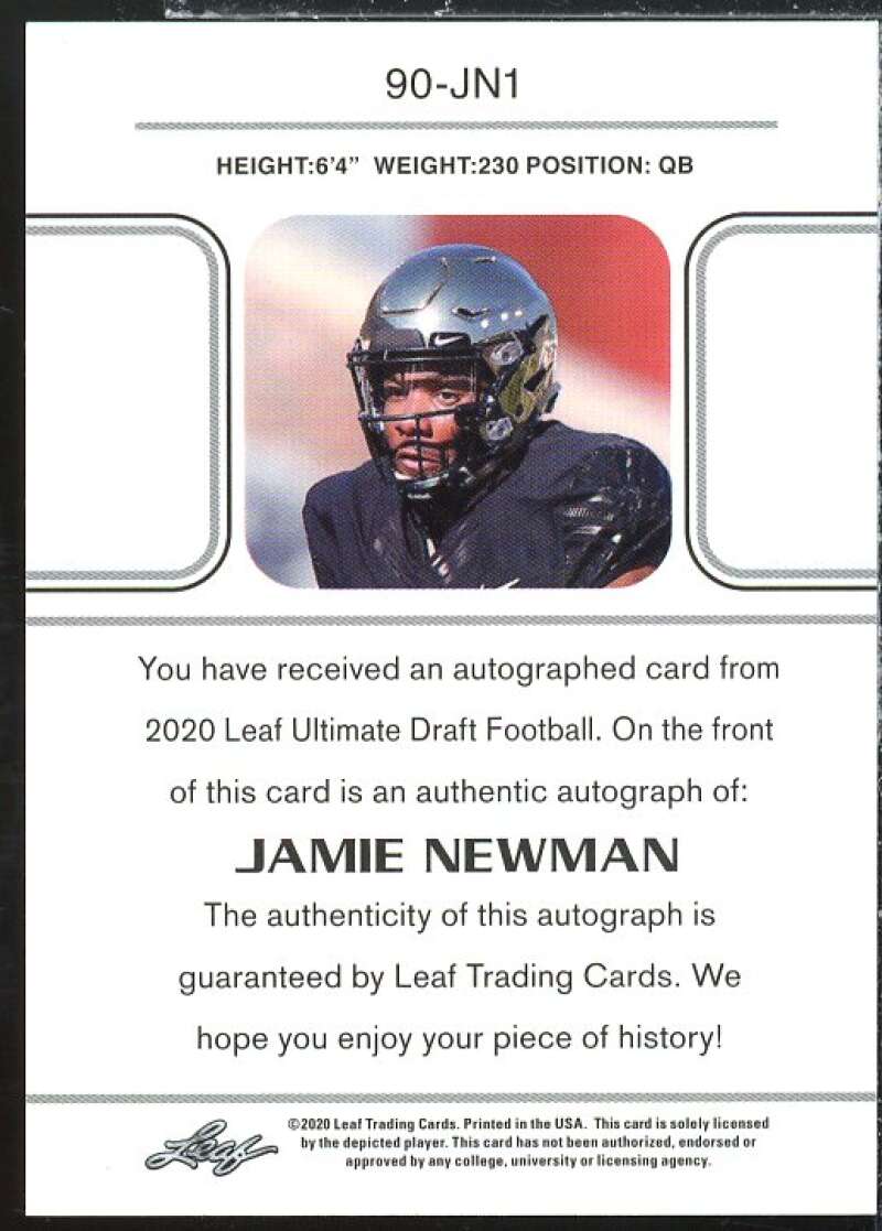 Newman Rookie Card 2021 Leaf Ultimate Draft '20 '90 AU Emerald Spectrum #90JN1  Image 2