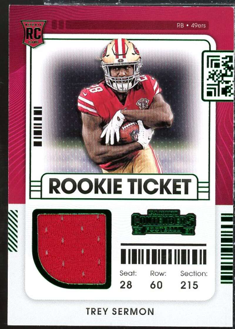 Trey Sermon Rookie Card 2021 Panini Contenders Rookie Ticket Swatches #26  Image 1