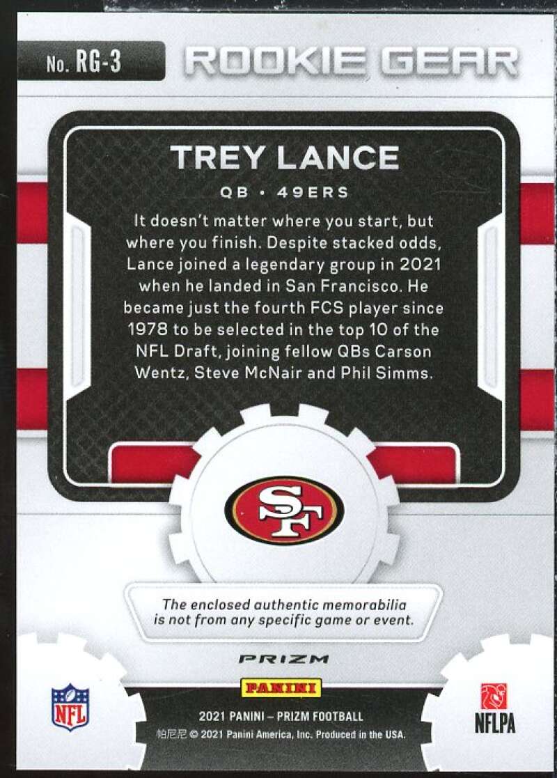 Trey Lance Rookie Card 2021 Panini Prizm Rookie Gear #3  Image 2