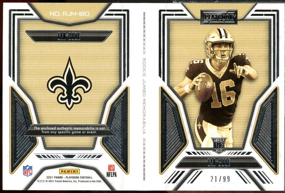 Ian Book Card 2021 Panini Playbook Rookie Jumbo Memorabilia Booklet #19  Image 1